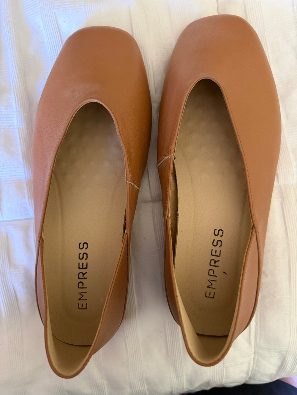 Empress Women's Tan Square-Toe Leather Flats